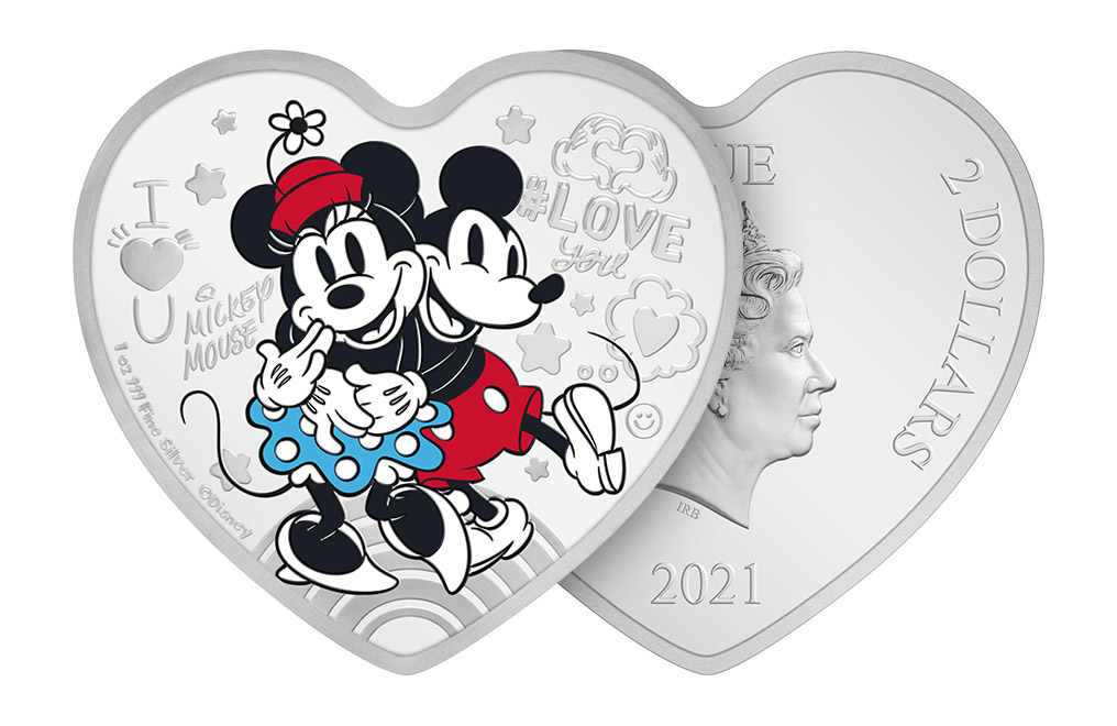 Disney Silver Coin 80 Years Anniversary Fantasia Micky & Minnie Mouse Love Coin 