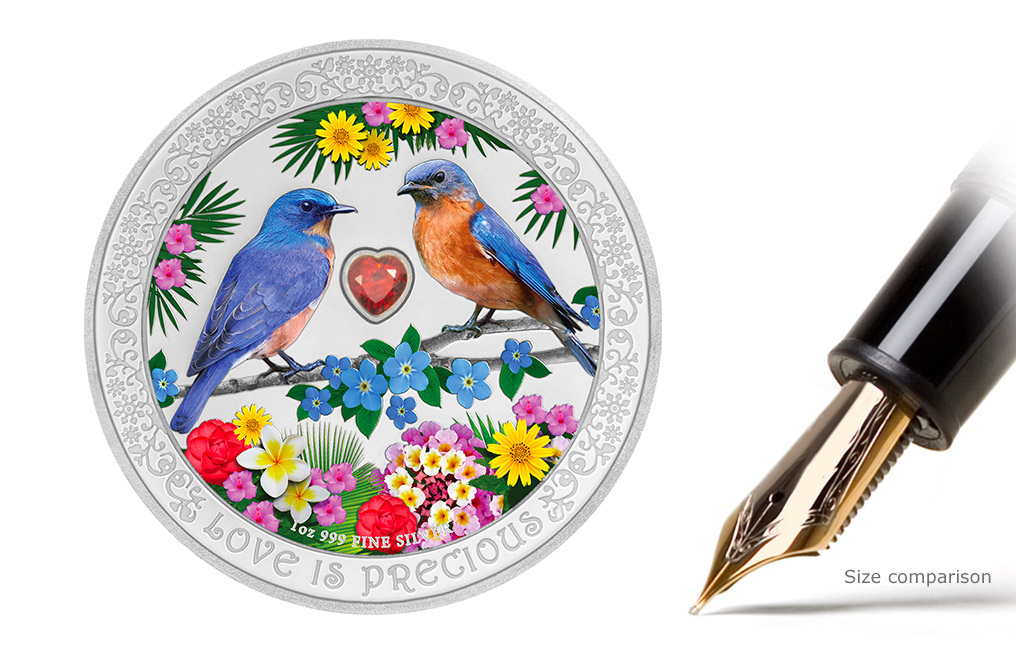 Buy 1 oz Silver Coin - Love is Precious - Bluebirds .999, image 0