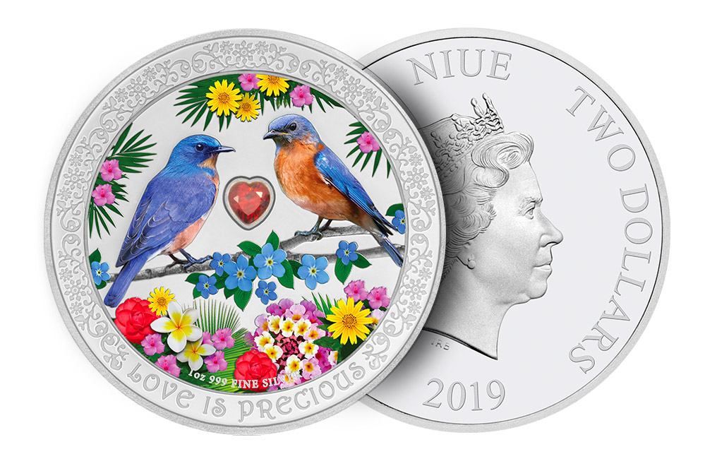 Buy 1 oz Silver Coin - Love is Precious - Bluebirds .999, image 2