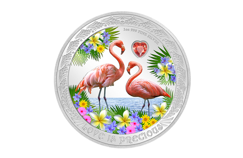 Buy 1 oz Silver Coin - Love is Precious- Flamingos (2021), image 0