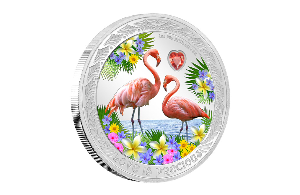 Buy 1 oz Silver Coin - Love is Precious- Flamingos (2021), image 1