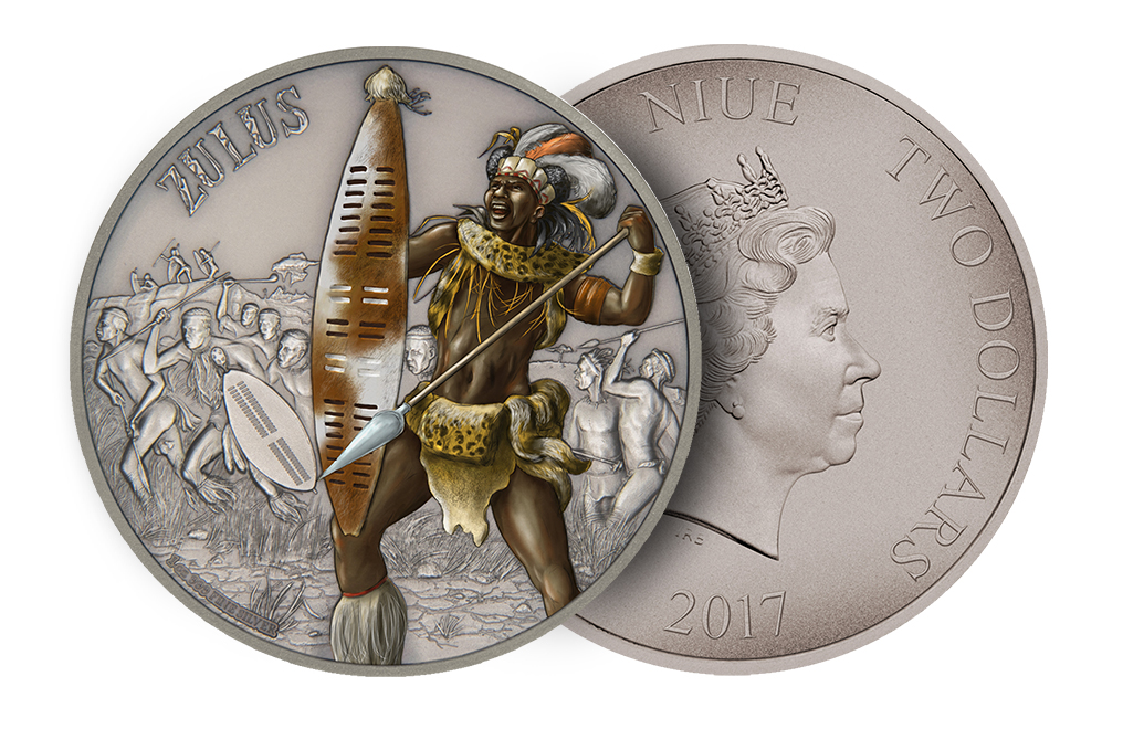 1 oz Silver Coin Warriors of History - Zulus .999, image 2