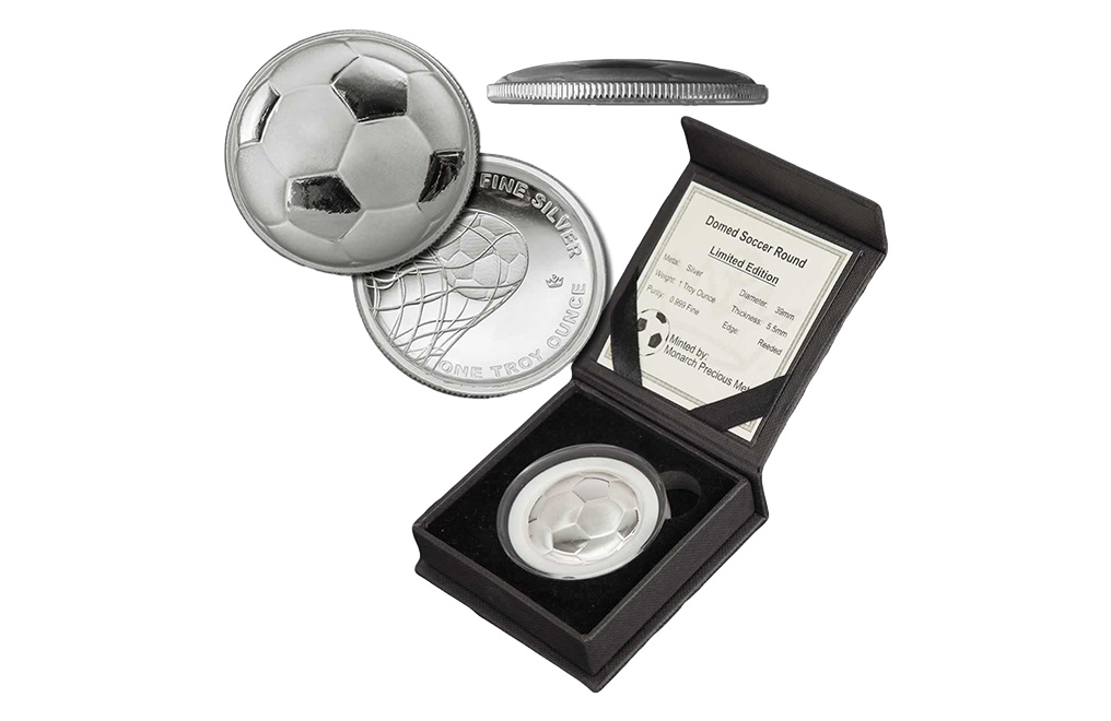 Buy 1 oz Silver Curved Domed 3D Soccer Ball Round, image 4