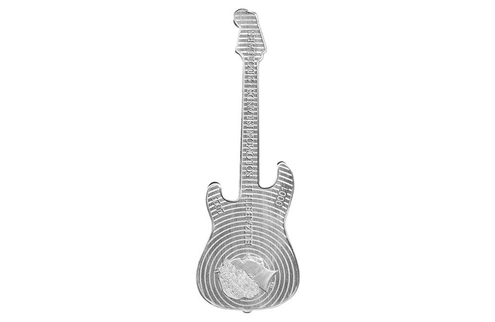 1 oz Silver Daphne Blue Fender® Stratocaster® Coin (2023), image 1