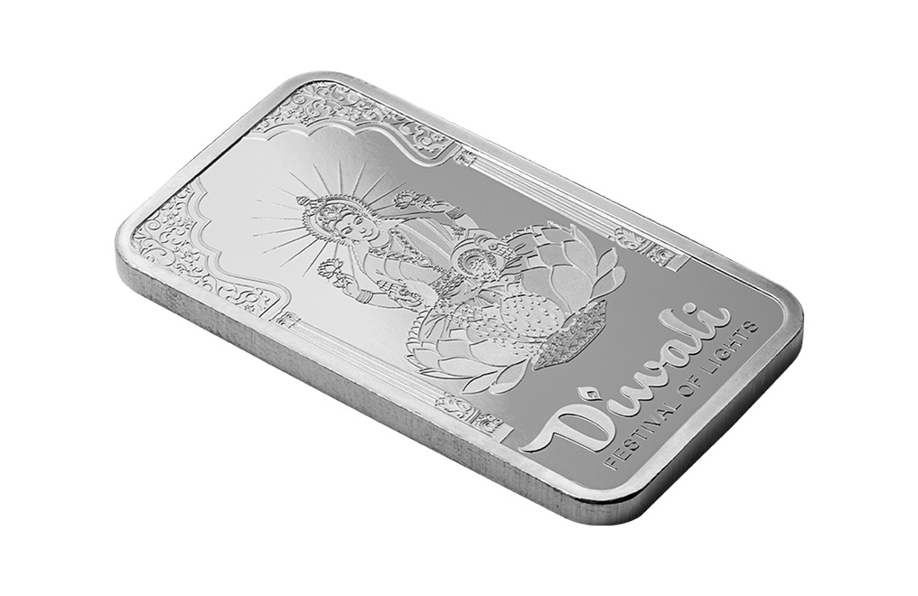 Buy 1 oz Silver Diwali Lakshmi & Peacocks Bar (2024) [Canada shipping the week of Oct 21st], image 4