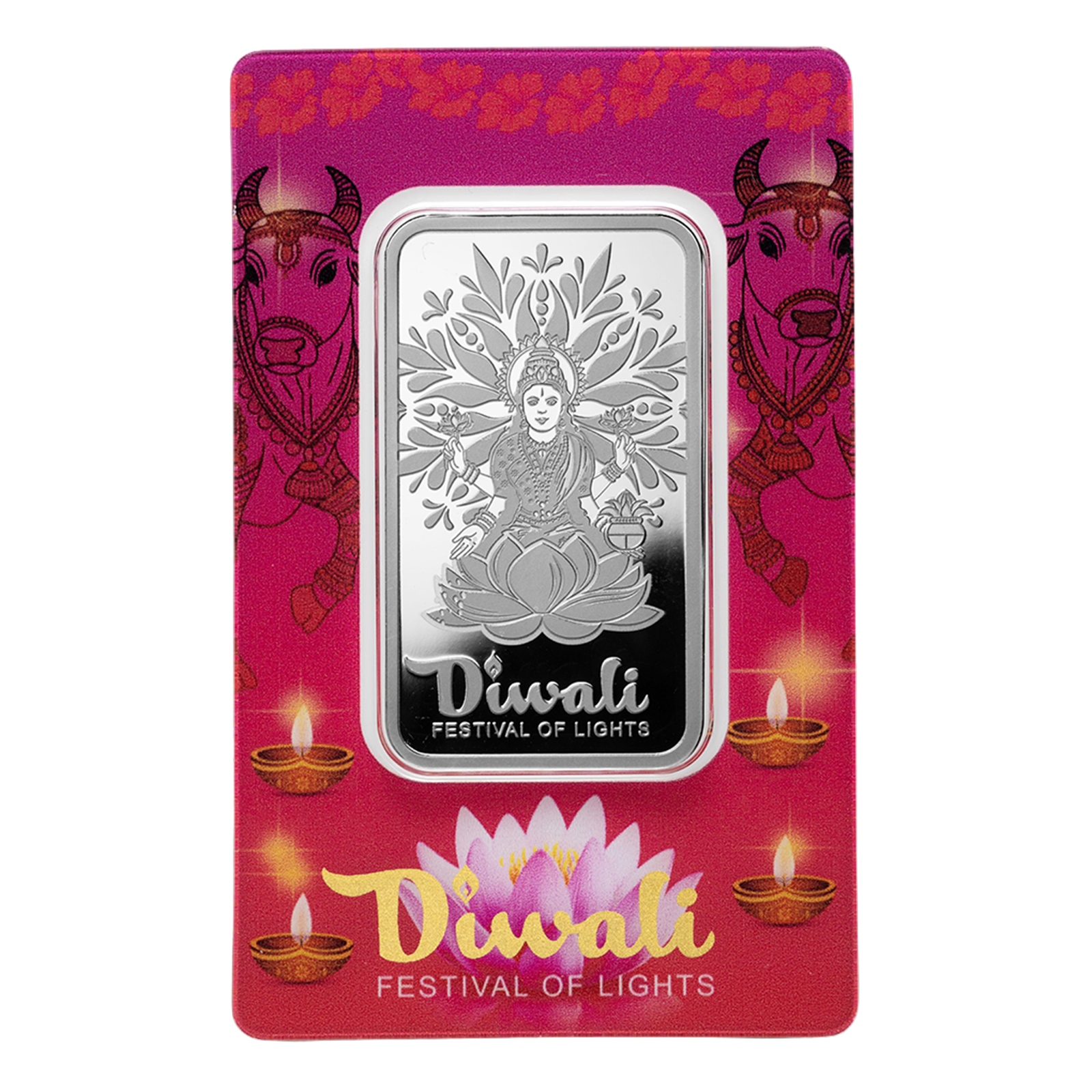 Buy 1 oz Silver Diwali Lakshmi and Sacred Cow Bar (2026), image 0