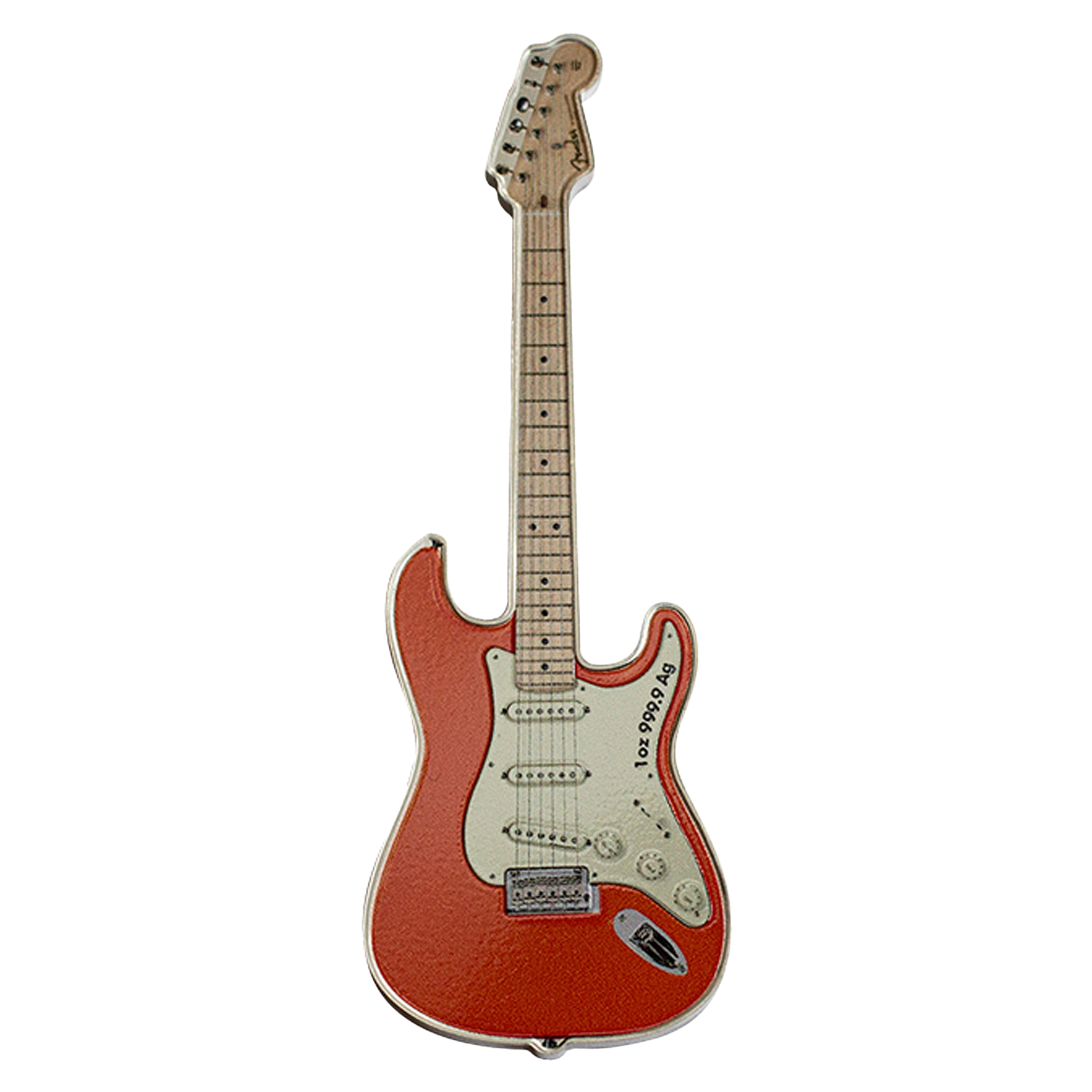 1 oz Silver Fiesta Red Fender® Stratocaster® Coin (2022), image 1