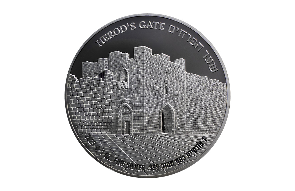 Buy 1 oz Silver Gates of Jerusalem Herod's Gate Round (2023) ., image 0