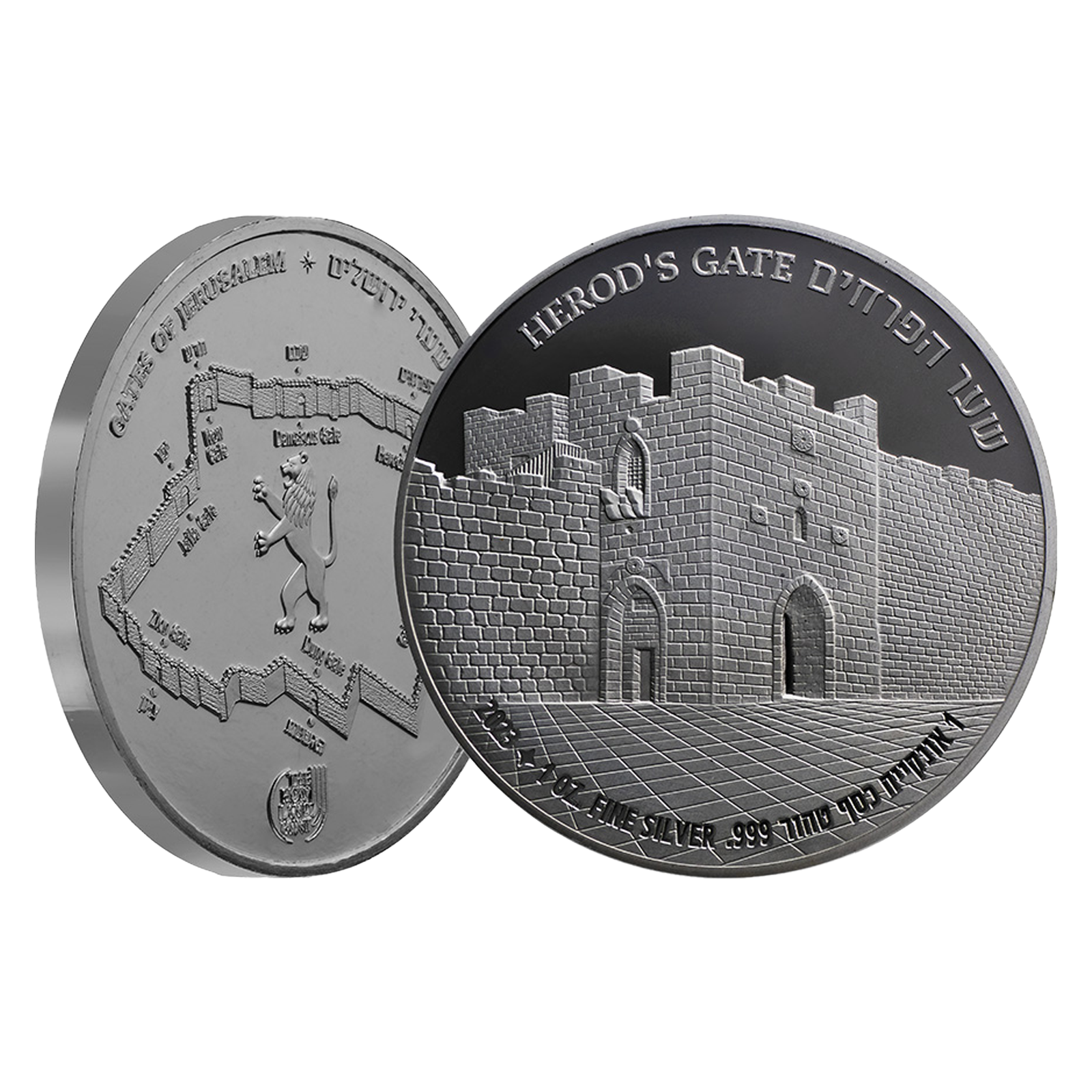 Buy 1 oz Silver Gates of Jerusalem Herod's Gate Round (2023) ., image 2
