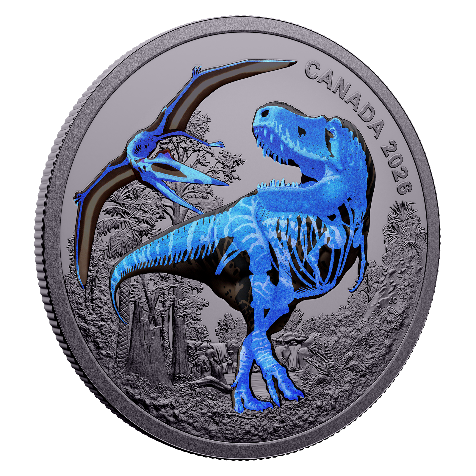 Buy 1 oz Silver Glow in the Dark T. rex Coin (2026), image 1