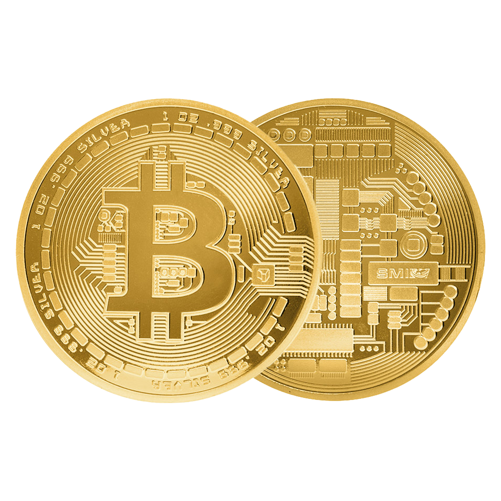 1 oz Silver Gold Plated Bitcoin Round, image 2