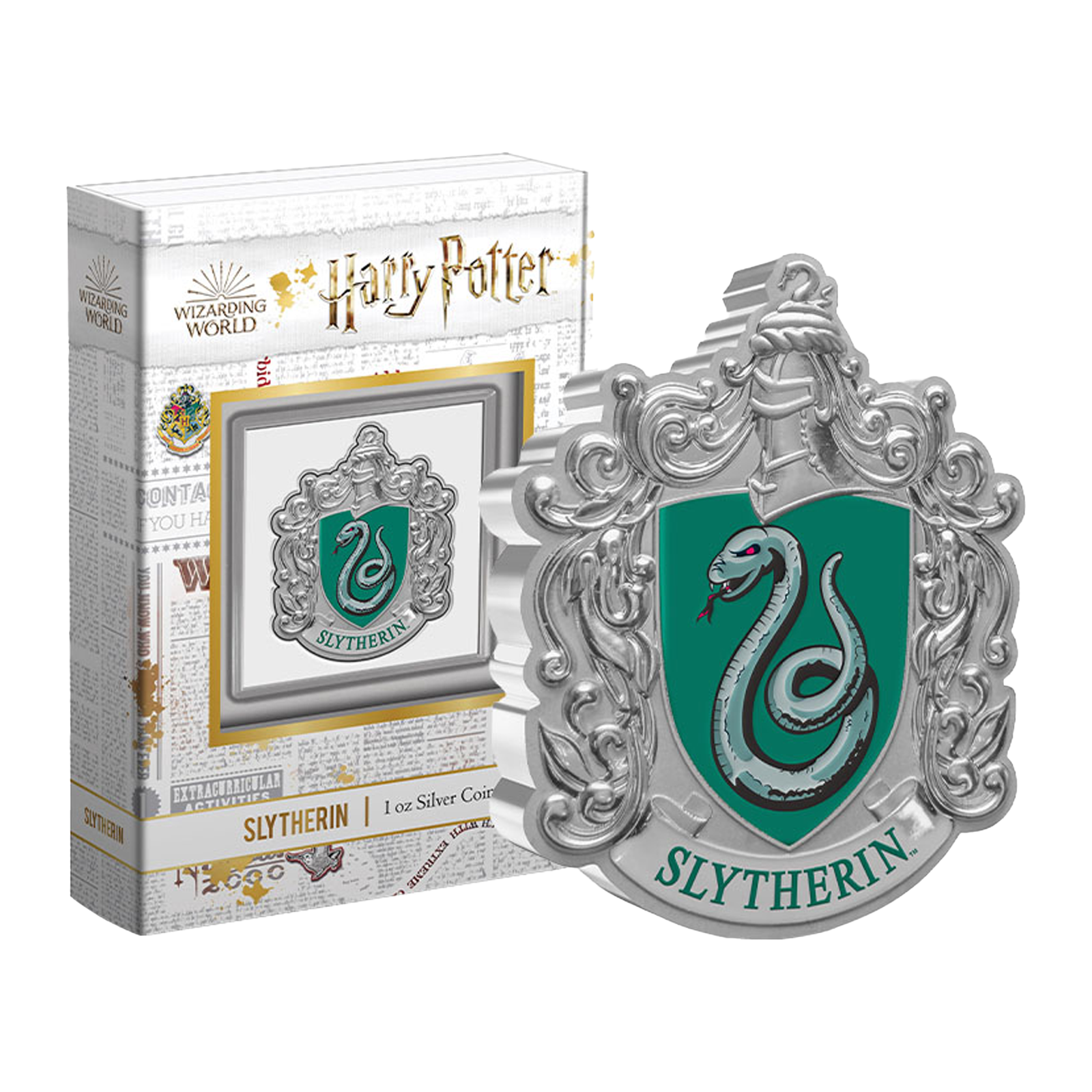 Buy 1 oz Silver Hogwarts™ Slytherin Crest (2021), image 1