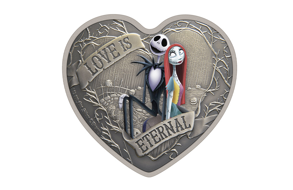 Buy 1 oz Silver Nightmare Before Christmas Heart-Shaped Love is Eternal Coin, image 0