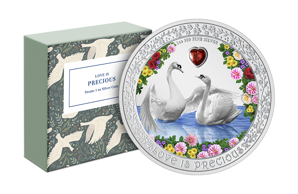 Buy 1 oz Silver Love is Precious Swans Coin (2023) .999, image 2