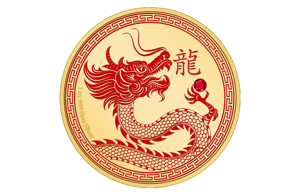 Buy 1 oz Silver Lunar Year of the Dragon Gilded Coin (2024), image 0