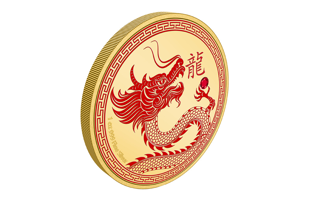 Buy 1 oz Silver Lunar Year of the Dragon Gilded Coin (2024), image 1