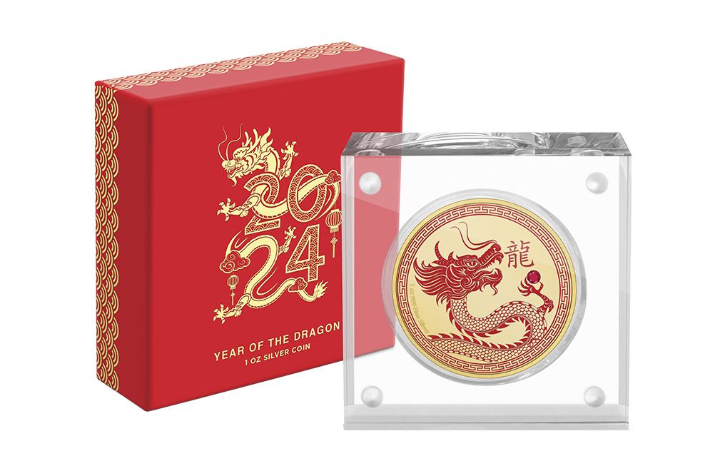 Buy 1 oz Silver Lunar Year of the Dragon Gilded Coin (2024), image 2