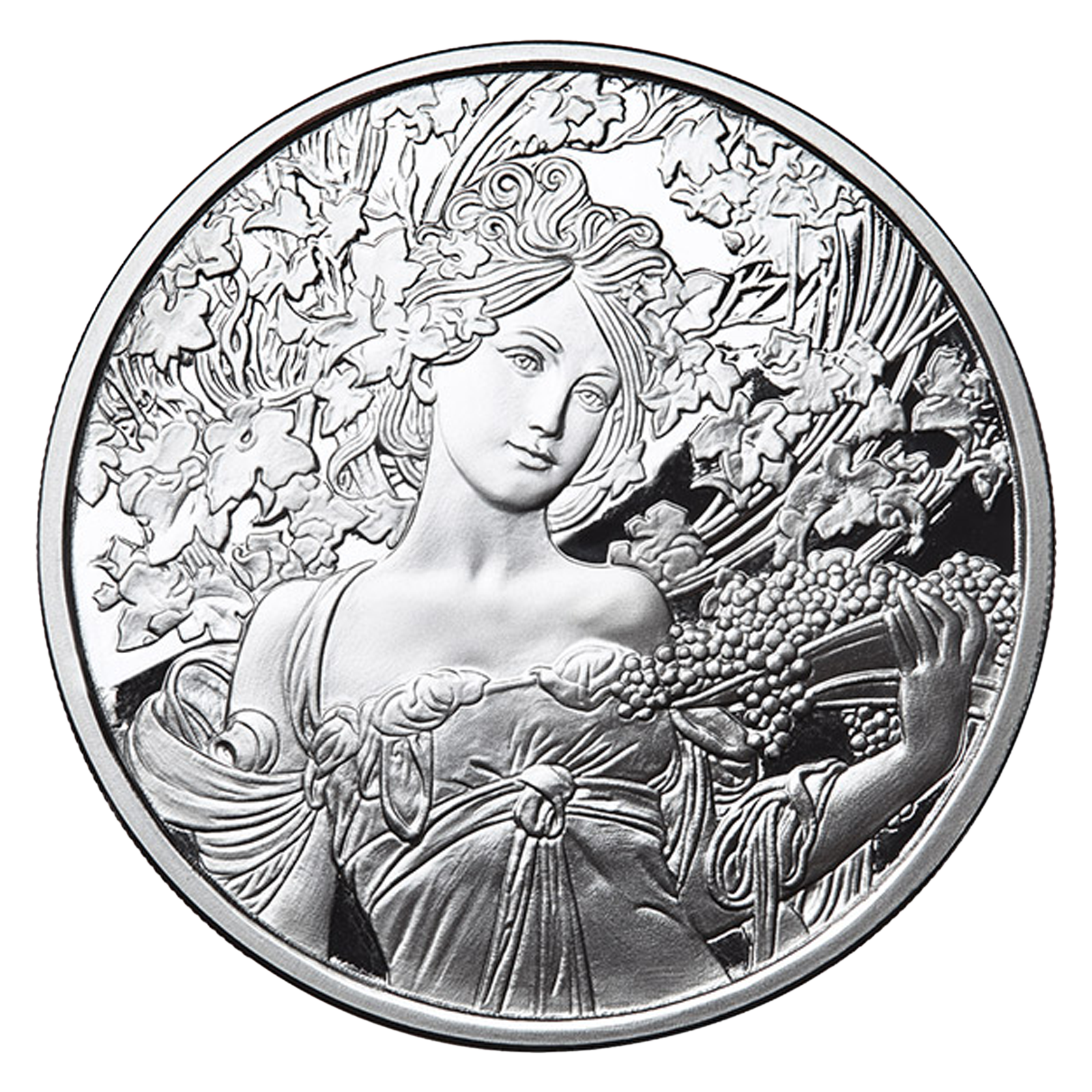 Buy 1 oz Silver Mucha Champagne White Star Proof Round, image 0