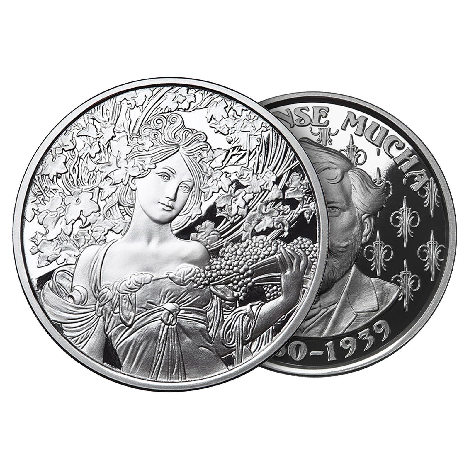 Buy 1 oz Silver Mucha Champagne White Star Proof Round, image 2