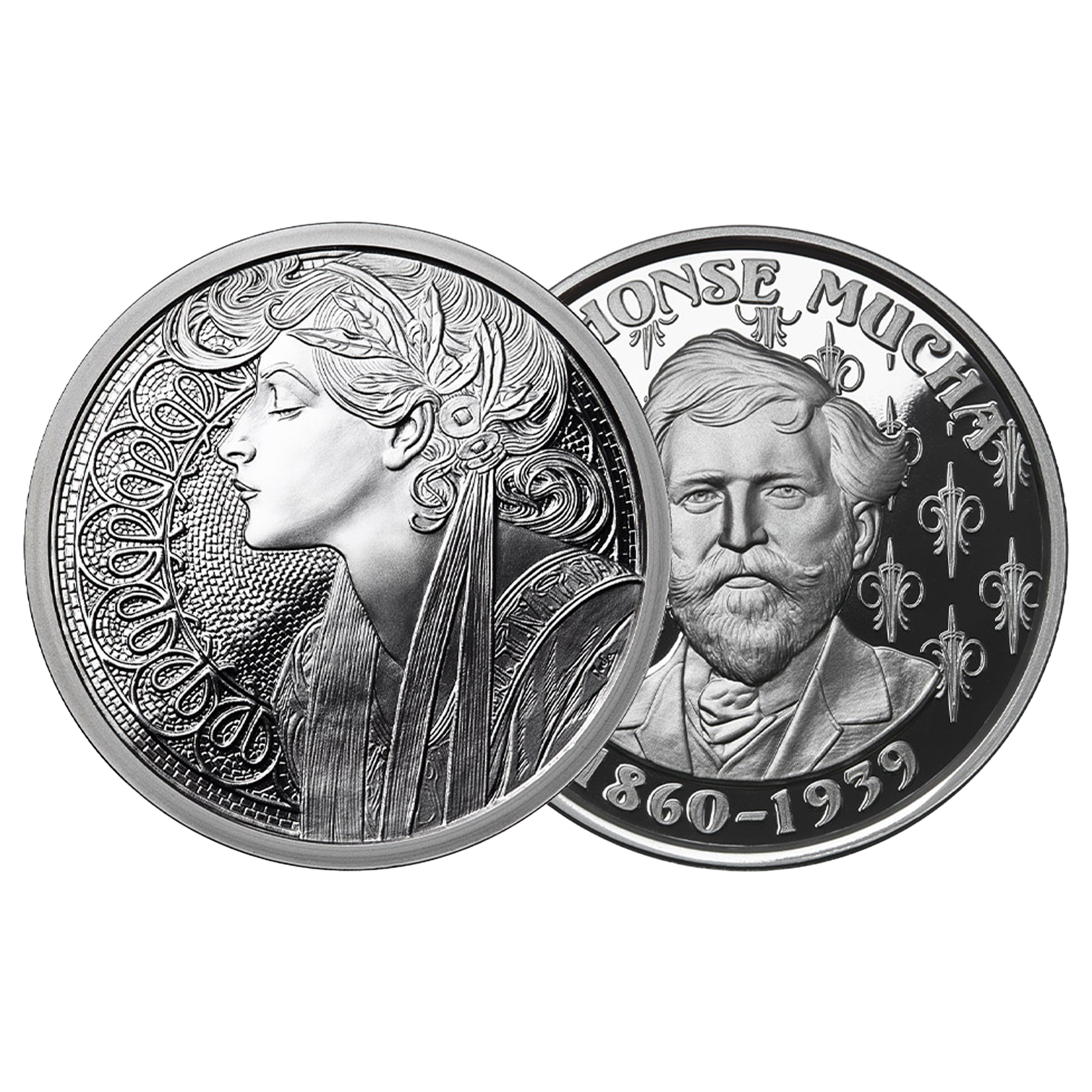 Buy 1 oz Silver Mucha Laurel Proof Round, image 2