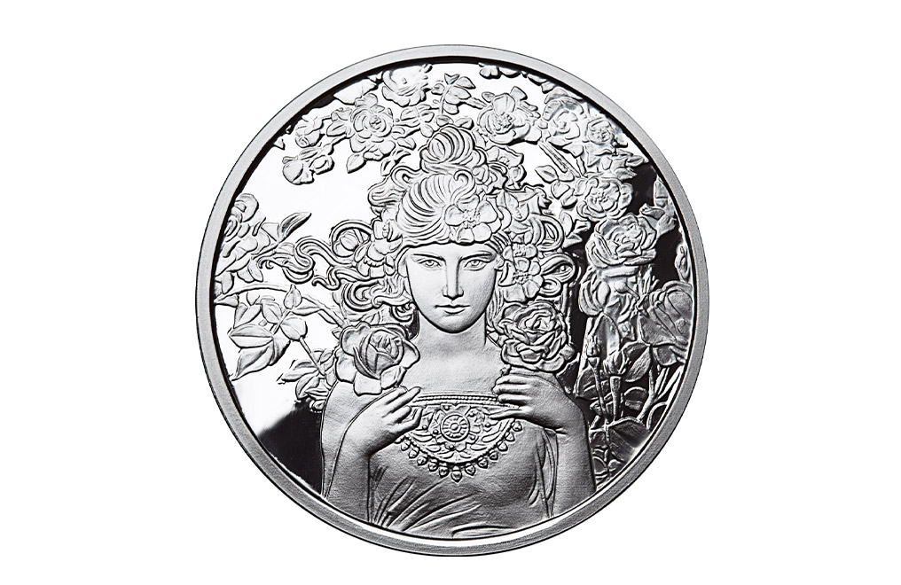 Buy 1 oz Silver Mucha Rose Proof Round, image 0