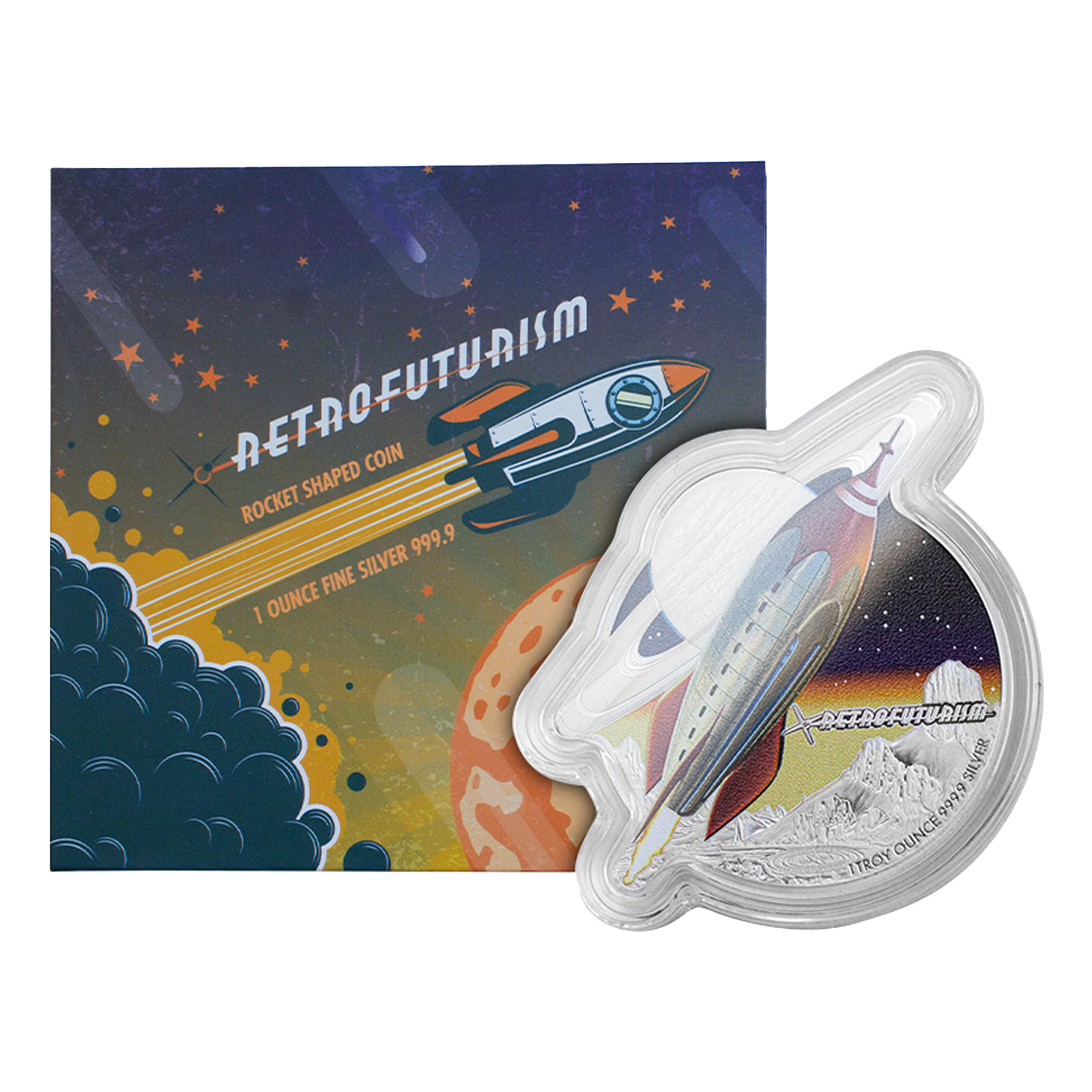 Buy 1 oz Silver Retrofuturism Rocket Coin (2021), image 2
