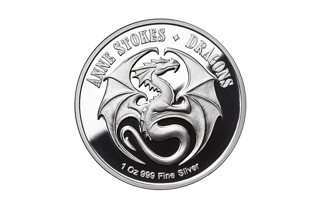 Buy 1 oz Silver Round .999 - Anne Stokes - Skull Embrace, image 1