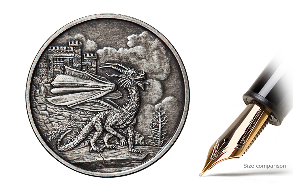 Buy 1 oz Silver Round .999-Celtic- Welsh Dragon (Antique), image 0