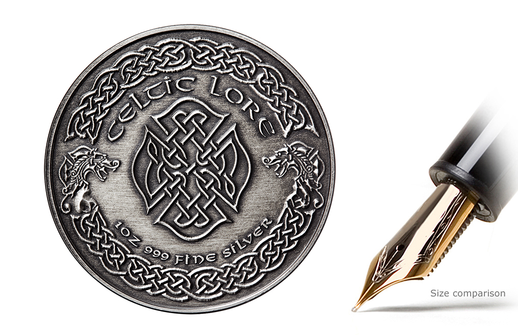 Buy 1 oz Silver Round .999-Celtic- Welsh Dragon (Antique), image 1