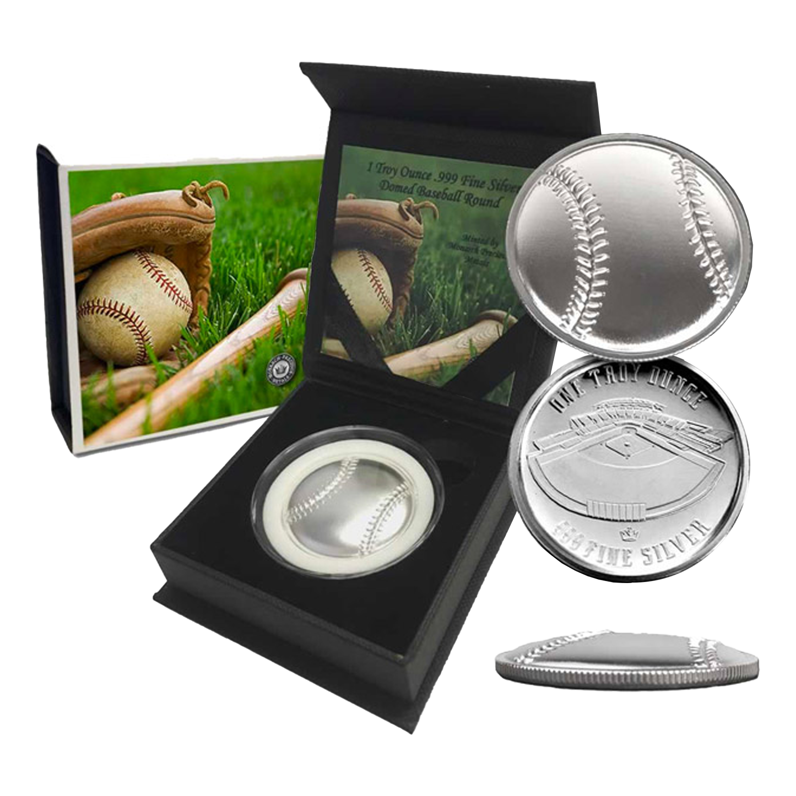 Buy 1 oz Silver Curved Domed 3D Baseball Round, image 0