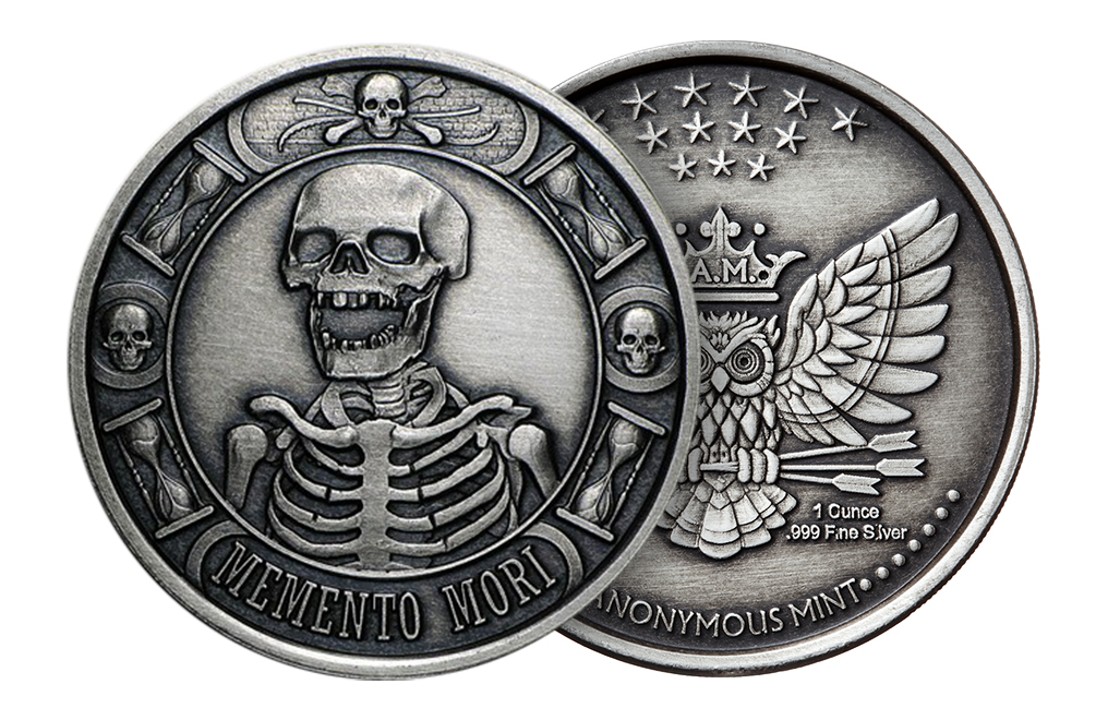 Buy 1 oz Silver Round .999- Memento Mori (Antique), image 2