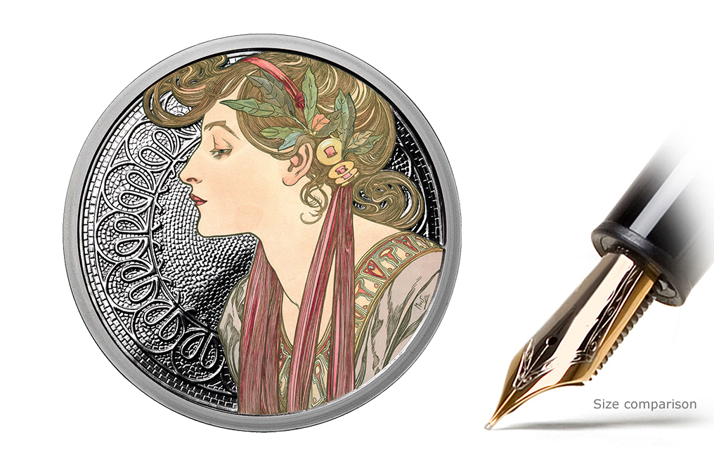 Buy 1 oz Silver Round .999 -Mucha - Laurel (Colorized), image 0