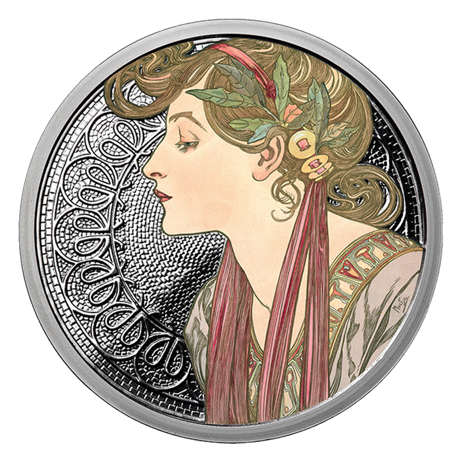 Buy 1 oz Silver Round .999 -Mucha - Laurel (Colorized), image 0