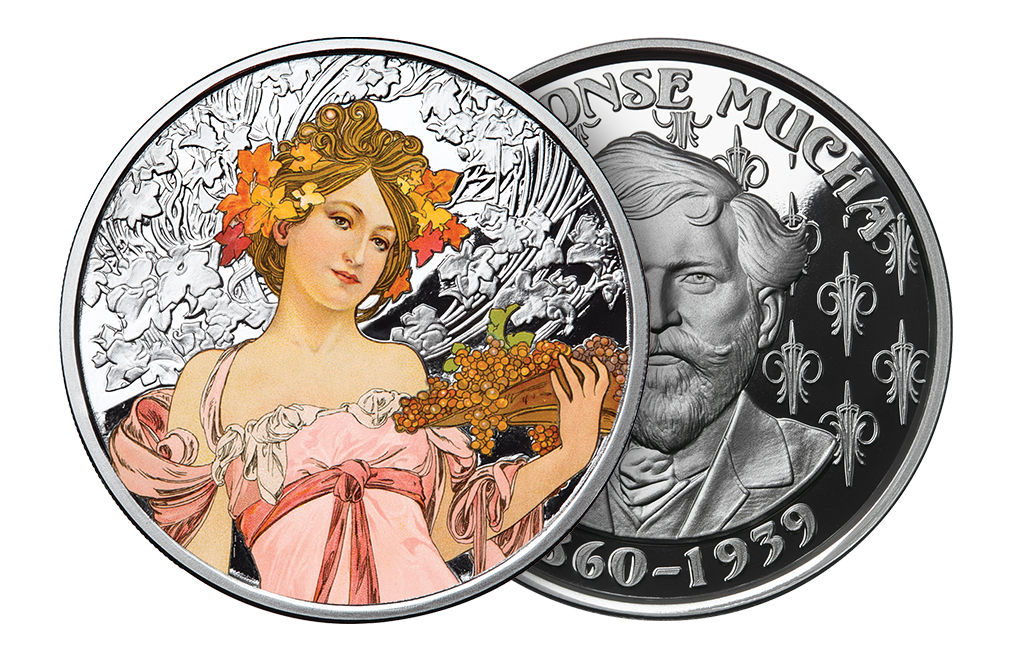 Buy 1 oz Silver Round .999 -Mucha- Champagne White Star (Colorized), image 2