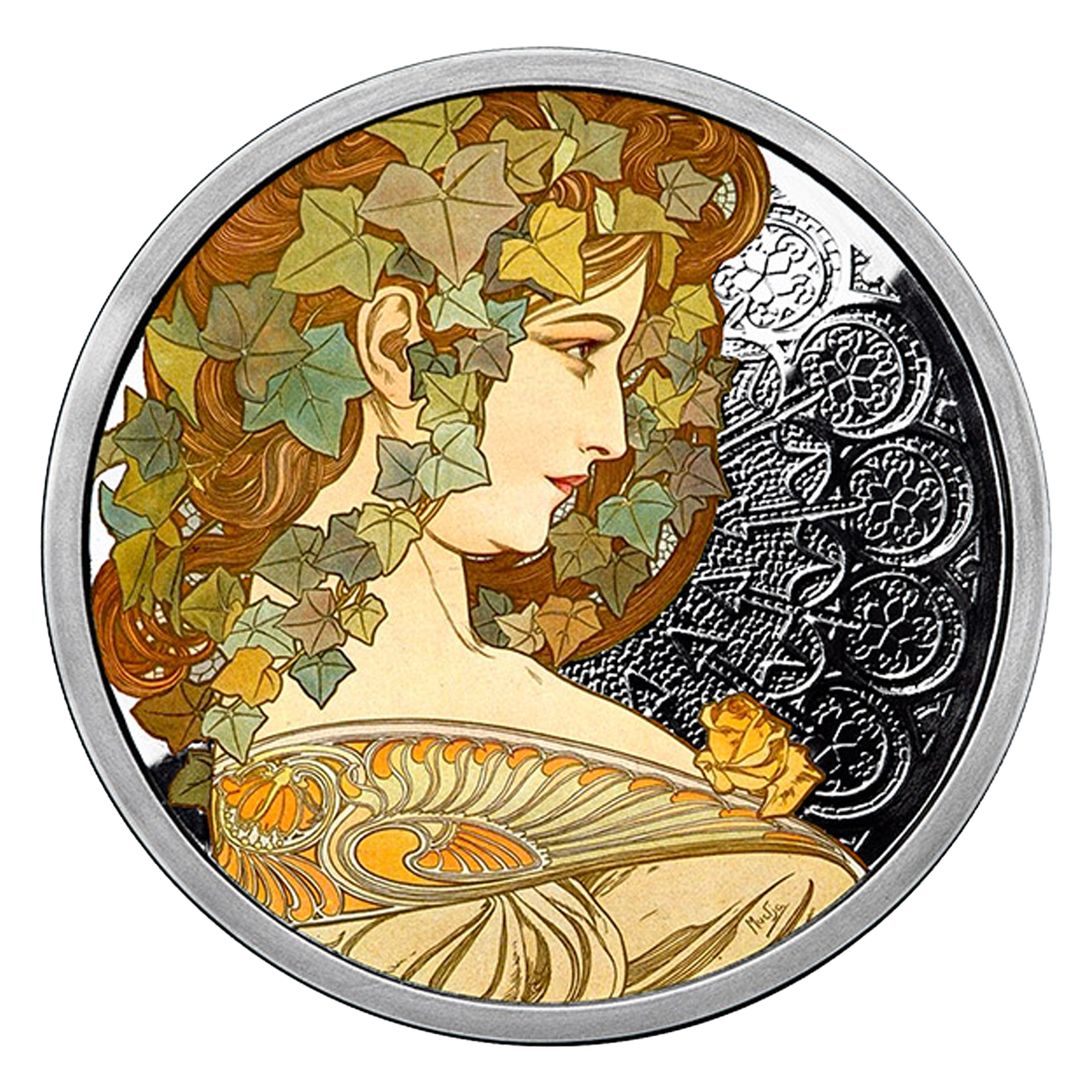 Buy 1 oz Silver Round .999 - Mucha - Ivy (Colorized), image 0