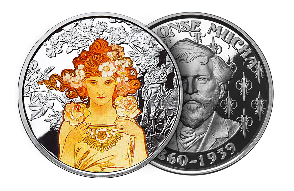 Buy 1 oz Silver Round .999 -Mucha -Rose (Colorized), image 2