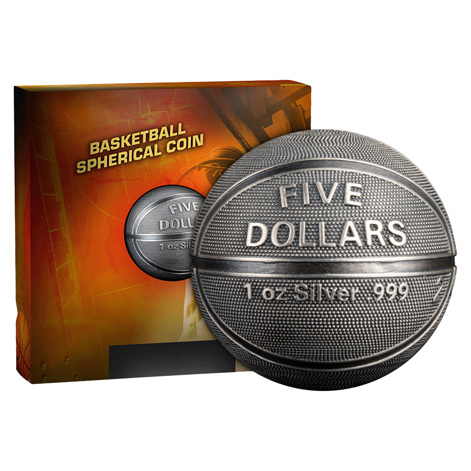 Buy 1 oz Silver Spherical Basketball Coin (2021), image 3