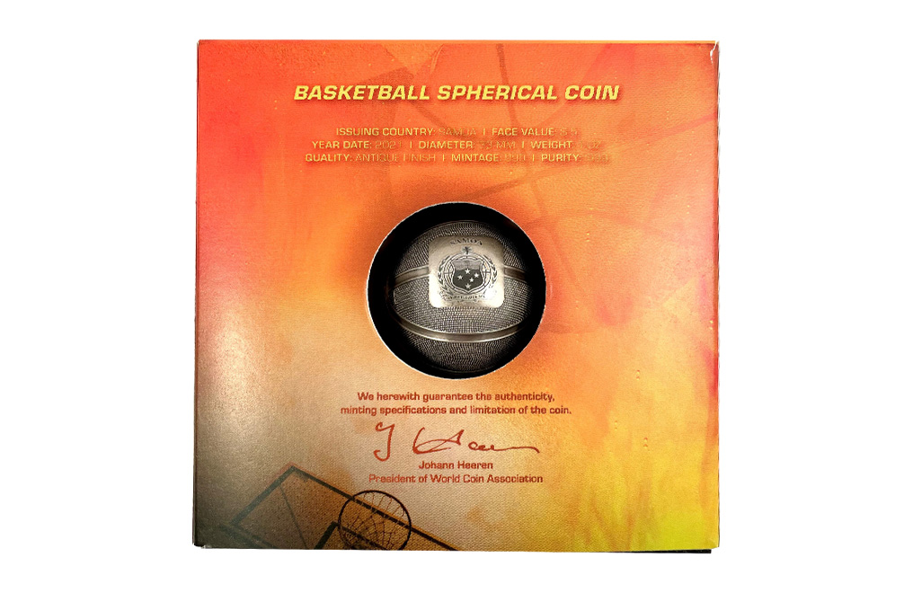 Buy 1 oz Silver Spherical Basketball Coin (2021), image 6