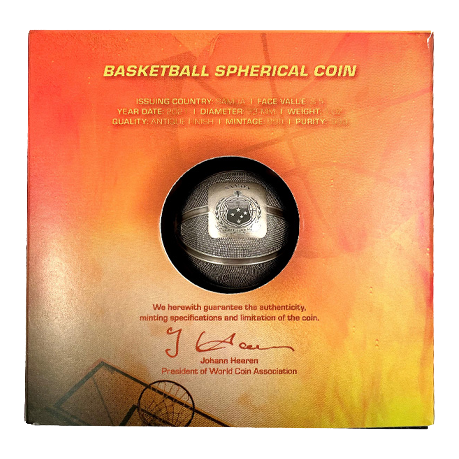 Buy 1 oz Silver Spherical Basketball Coin (2021), image 6