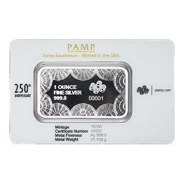 1 oz Silver USA 250th Anniversary Heraldic Bald Eagle Bar, image 1