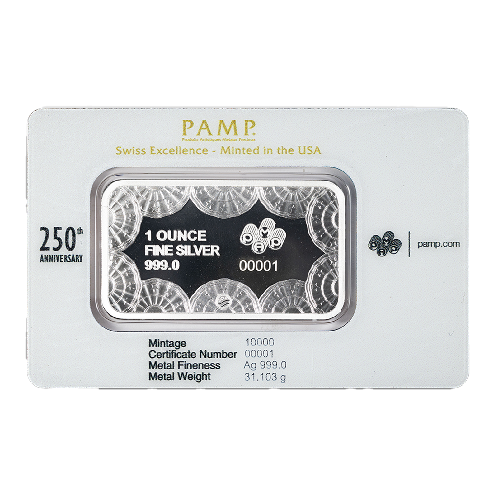 1 oz Silver USA 250th Anniversary Heraldic Bald Eagle Bar, image 1