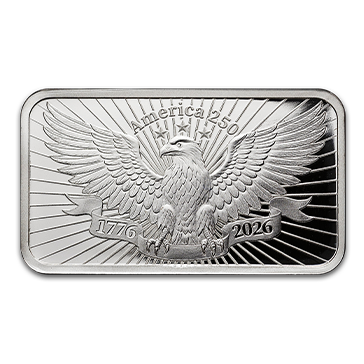 1 oz Silver USA 250th Anniversary Heraldic Bald Eagle Bar, image 2