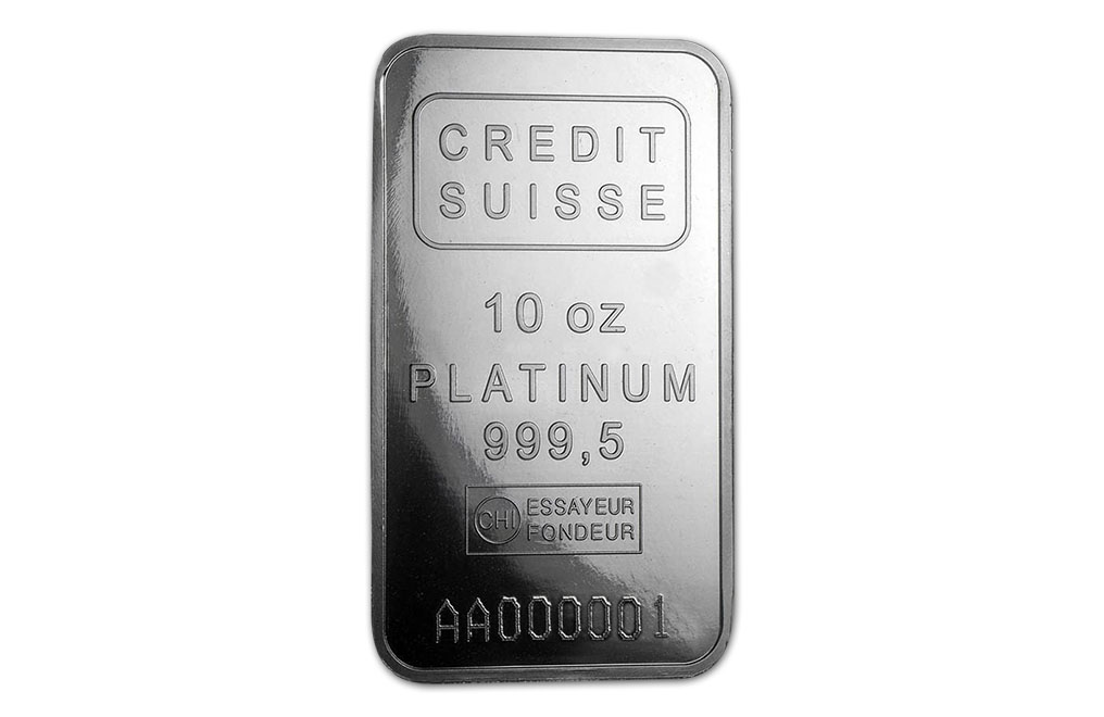 Buy 10 oz Platinum Credit Suisse Bars (w/assay certificate), image 0