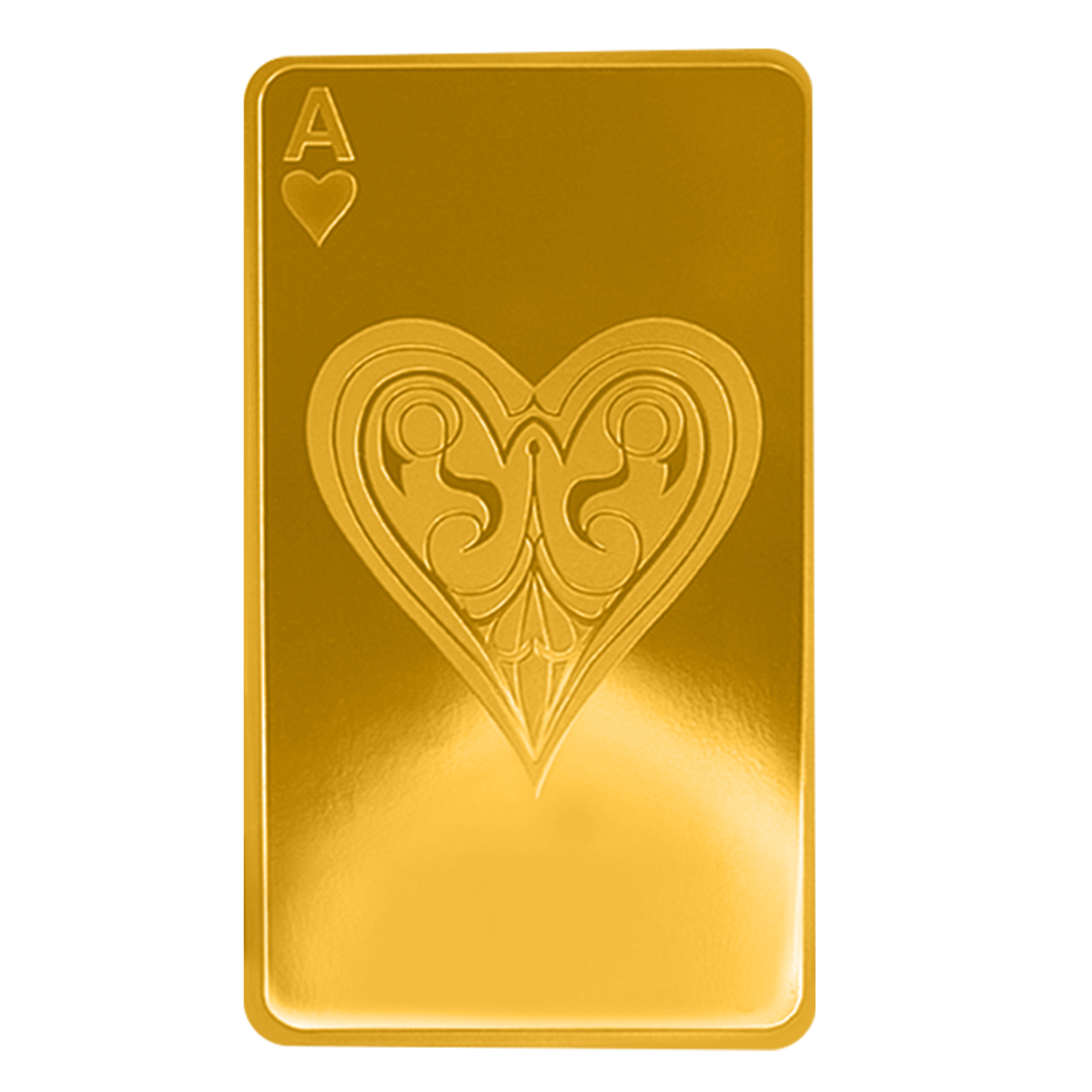 Buy 10 oz Silver Ace of Hearts Bar (.9999) 24K Gold Plated, image 1