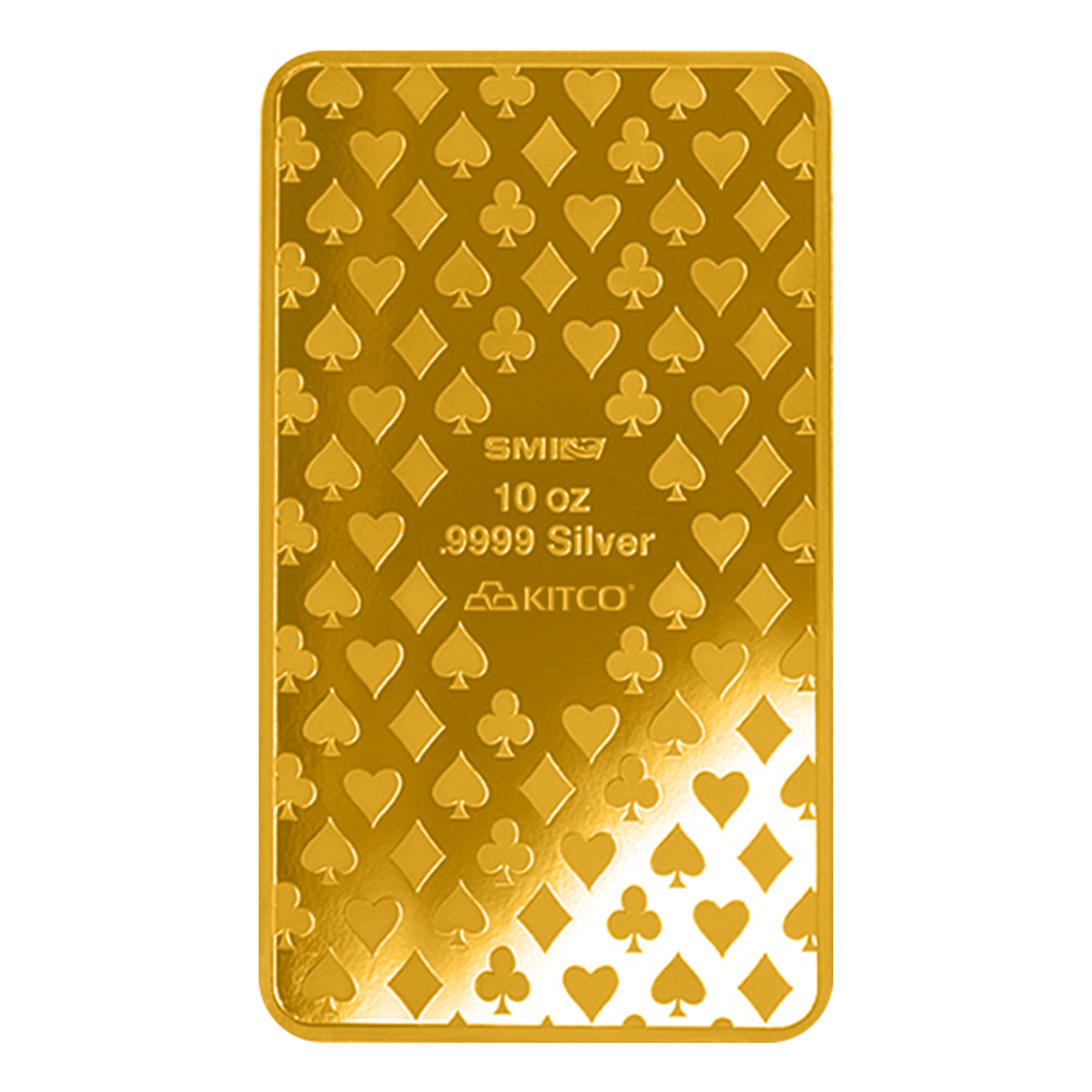 Buy 10 oz Silver Ace of Hearts Bar (.9999) 24K Gold Plated, image 2