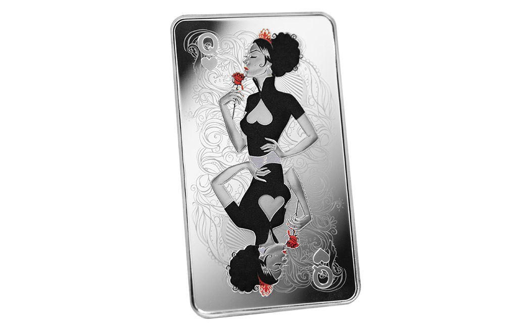 Buy 10 oz Silver Bar Queen of Hearts, image 0