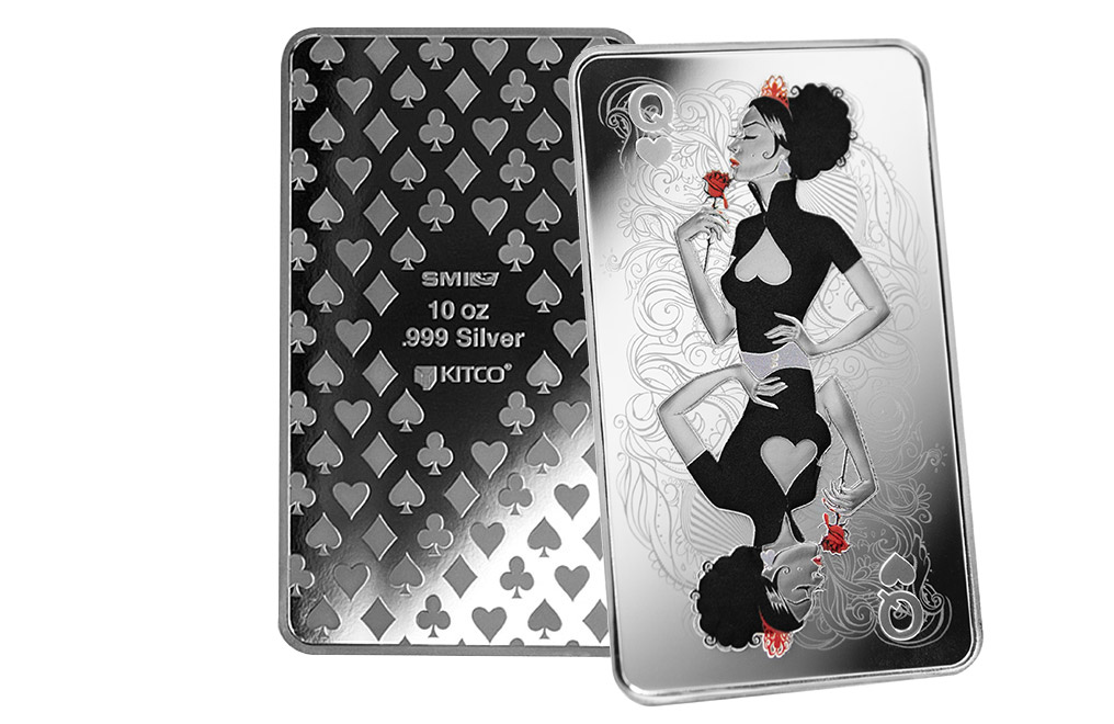 Buy 10 oz Silver Bar Queen of Hearts, image 2