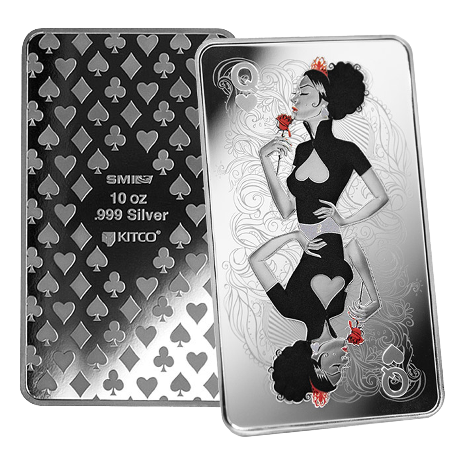 Buy 10 oz Silver Bar Queen of Hearts, image 2