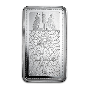 Buy 10 oz Silver Into the Wild American Wolf Bar, image 1