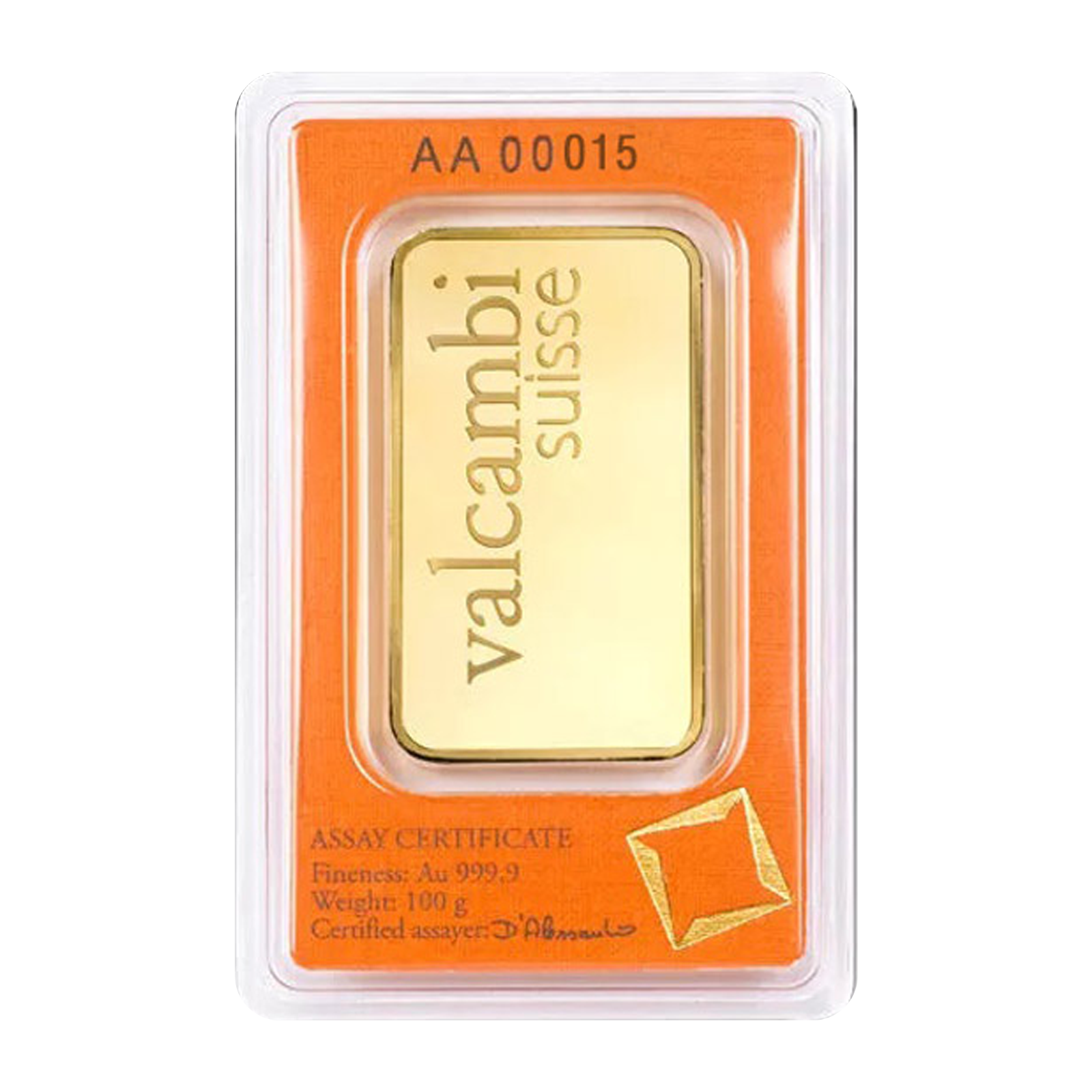 Valcambi Suisse 100 g Gold Minted Bars (w/ assay), image 1
